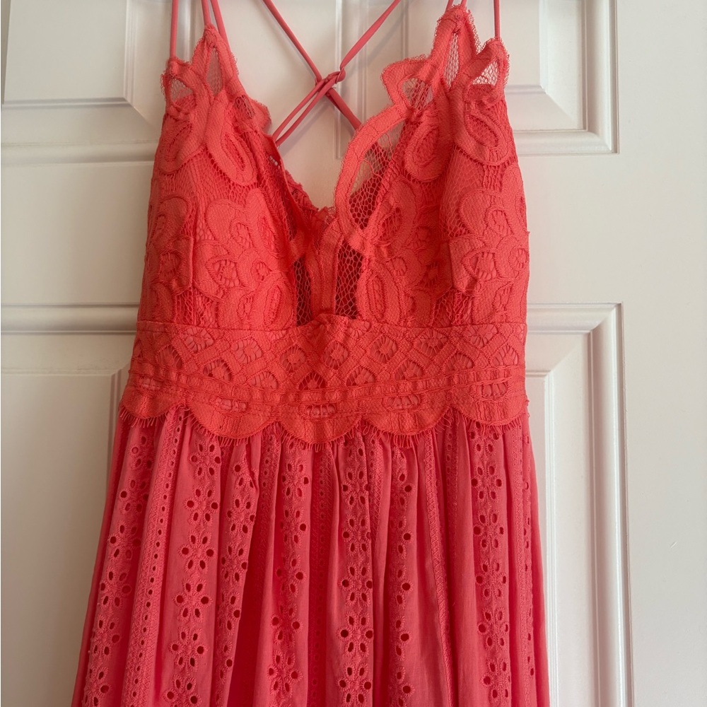 Zenana Outfitters Coral Lace Maxi Dress